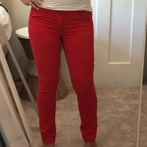 Red skinny jeans